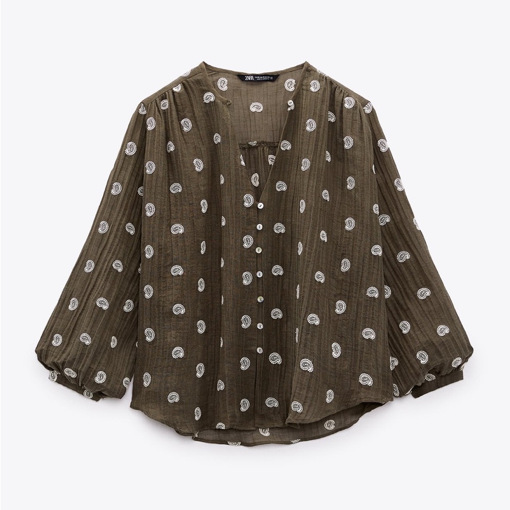 Zara Embroidered Rustic Top - Size XL | Boho Chic & Comfortable